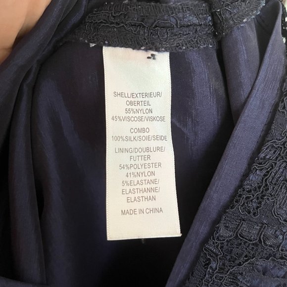 ADRIANNA PAPELL Silk Formal Dress Lace Peplum Waist Blue 3/4 sleeve Size 8 - Picture 11 of 13